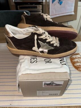EUC Golden Goose Ballstar Dark Brown Suede Sneakers Ltd Edition - size 38/8